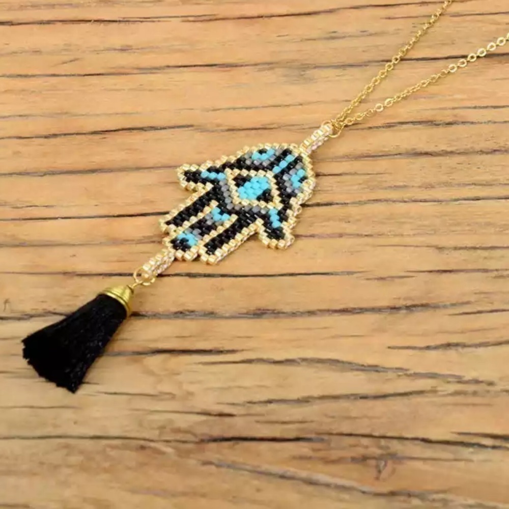 Hamsa beaded necklace